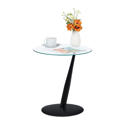 Side table in black glass