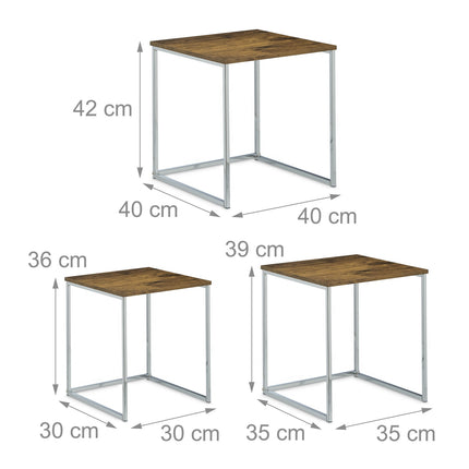 Side table in set of 3 with metal legs