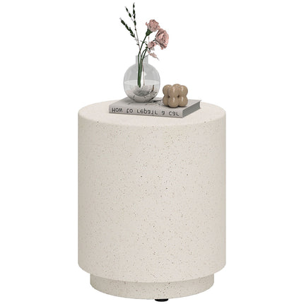 Creme White Stone-Look Coffee Table, Ø37 x 43 cm