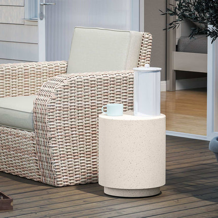 Creme White Stone-Look Coffee Table, Ø37 x 43 cm