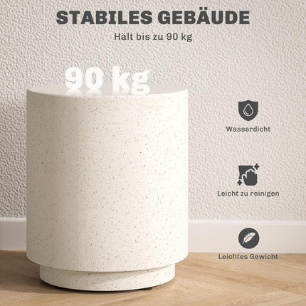 Creme White Stone-Look Coffee Table, Ø37 x 43 cm