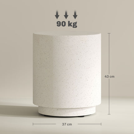 Creme White Stone-Look Coffee Table, Ø37 x 43 cm