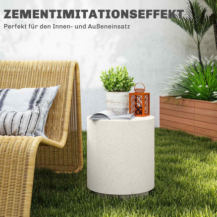 Creme White Stone-Look Coffee Table, Ø37 x 43 cm
