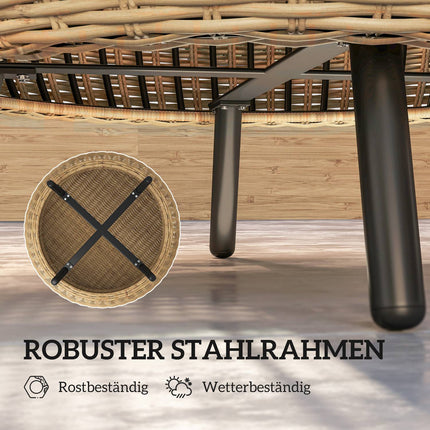 Runder Couchtisch aus Polyrattan mit Glasplatte – Ø75 x 42 cm