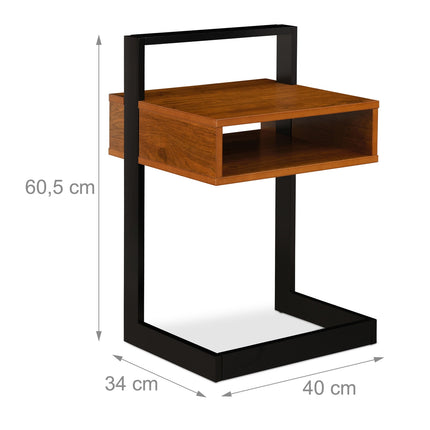 Side table walnut look with compartment