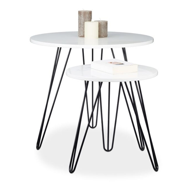 Side table white set of 2