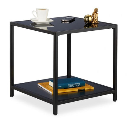 Side table with black glass