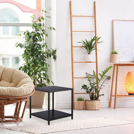 Side table with black glass