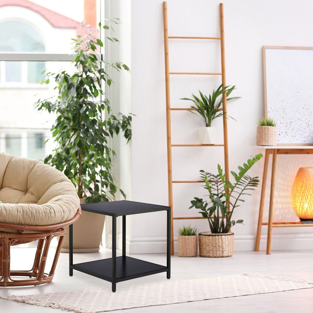Side table with black glass