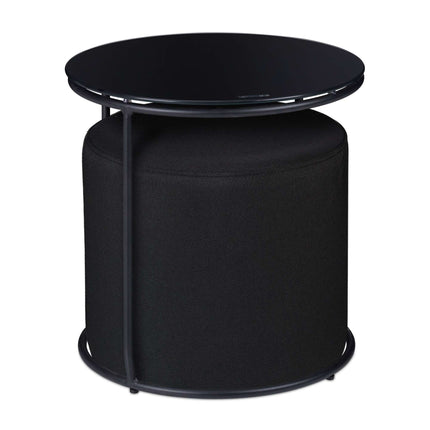 Beistelltisch mit Fußhocker schwarz