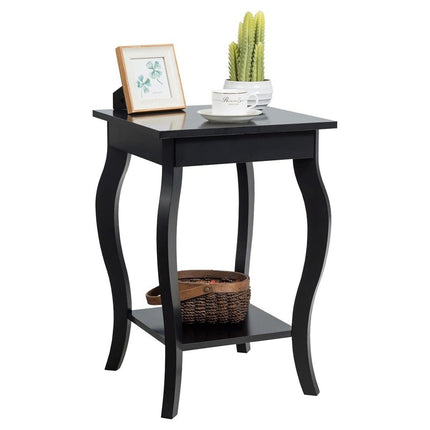 Beistelltisch mit Ablage mit geschwungenen Beinen, Sofatisch, Couchtisch, 40 x 40 x 60 cm, schwarz
