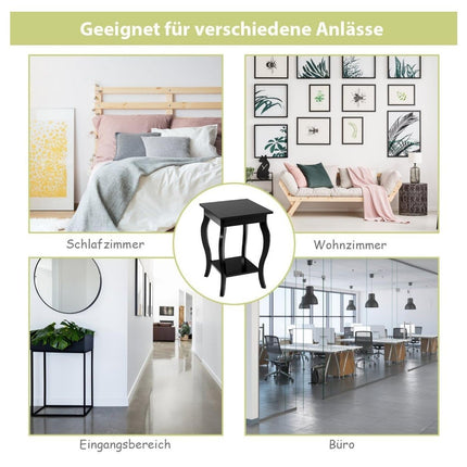 Beistelltisch mit Ablage mit geschwungenen Beinen, Sofatisch, Couchtisch, 40 x 40 x 60 cm, schwarz