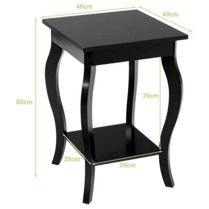 Beistelltisch mit Ablage mit geschwungenen Beinen, Sofatisch, Couchtisch, 40 x 40 x 60 cm, schwarz