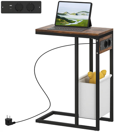 Beistelltisch mit Steckdosen & USB-Anschlüssen, C-förmiges Design