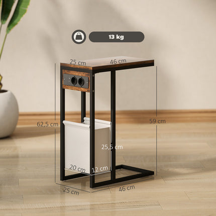Beistelltisch mit Steckdosen & USB-Anschlüssen, C-förmiges Design