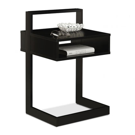 Side table with storage compartment black
