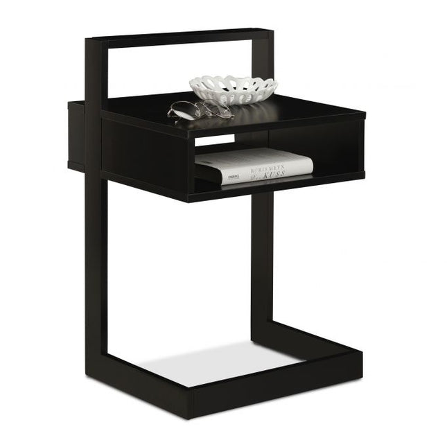 Side table with storage compartment black