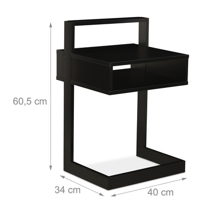Side table with storage compartment black