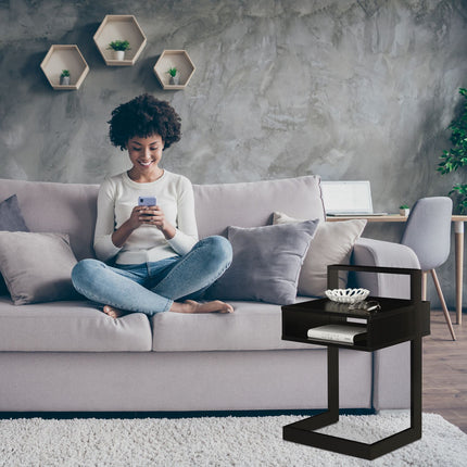 Side table with storage compartment black