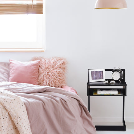 Side table with storage compartment black