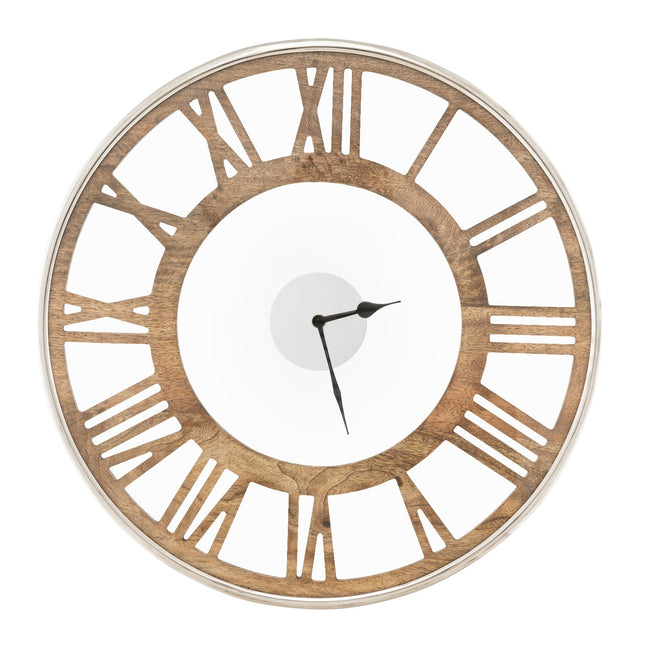 Geräuschlose Wanduhr aus Holz, römische Ziffern, 16 oder 20 Zoll