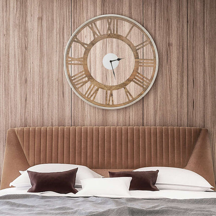Geräuschlose Wanduhr aus Holz, römische Ziffern, 16 oder 20 Zoll