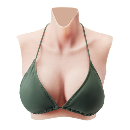 Silicone Breastplate, C-Cup High Neck, Ivory