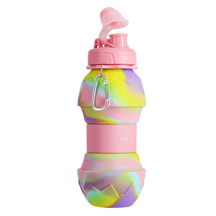 Silikonová skládací láhev na vodu, 700ml, růžová