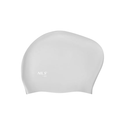 Silicone Swimming Cap for Long Hair, Solid Gray