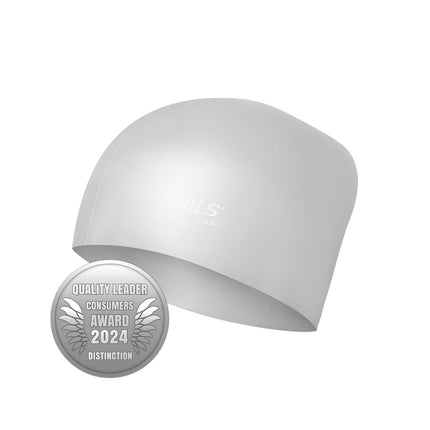 Silicone Swimming Cap for Long Hair, Solid Gray