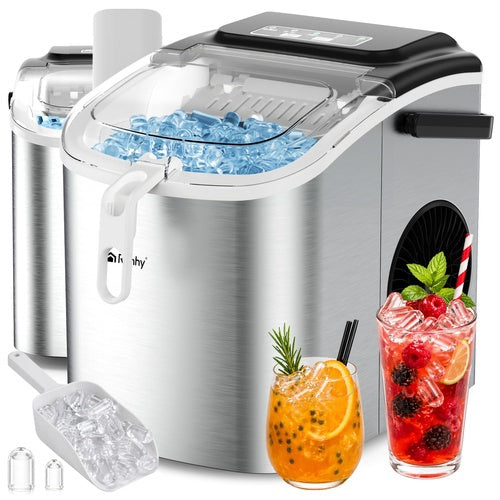Silberner Eiswürfelbereiter, 1,2 l Fassungsvermögen, 12 kg/Tag Leistung