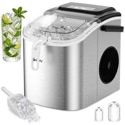 Silberner Eiswürfelbereiter, 1,2 l Fassungsvermögen, 12 kg/Tag Leistung