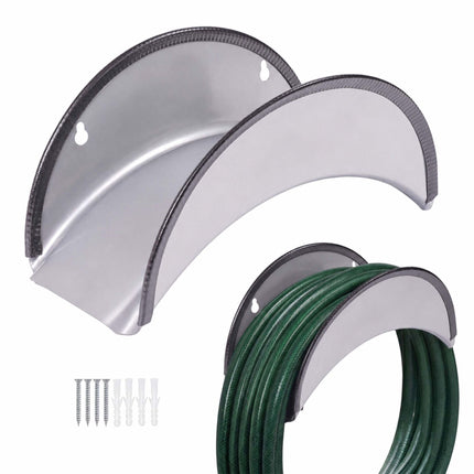 Silver Iron Hose Holders, Set of 2 with Edge Protection