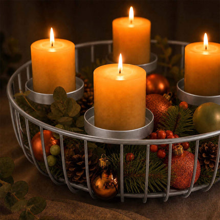 Silver Metal Advent Wreath Bowl – 33 cm Steel Holder