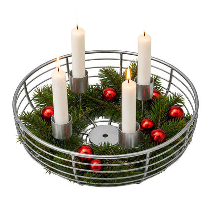 Silver Metal Wire Advent Wreath Holder – 20.5 cm