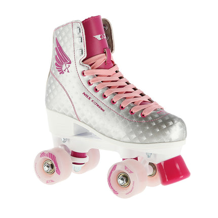 Silver-Pink Roller Skates, Size 36