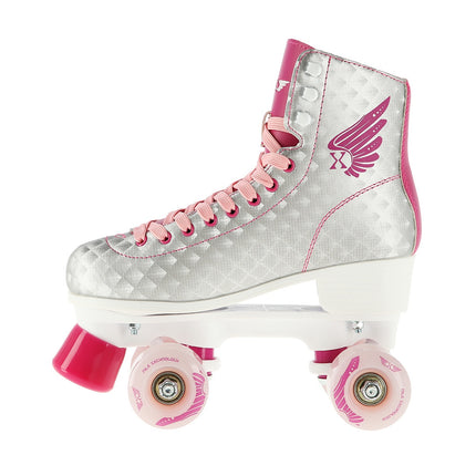 Silver-Pink Roller Skates, Size 36