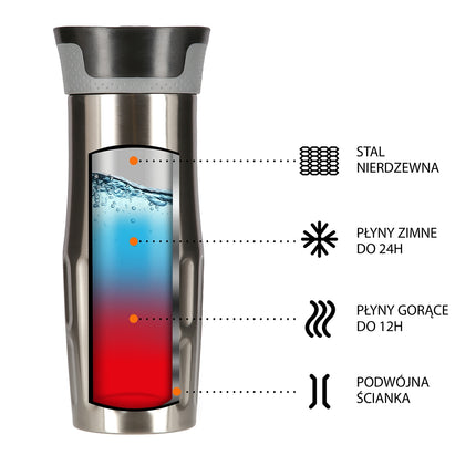 Stříbrný termohrnek, izolovaný, 500ml