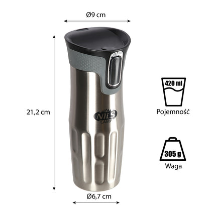 Stříbrný termohrnek, izolovaný, 500ml