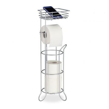 Silver toilet paper holder standing