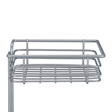 Silver toilet paper holder standing