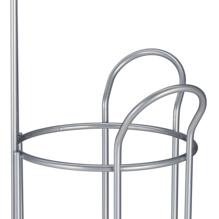 Silver toilet paper holder standing