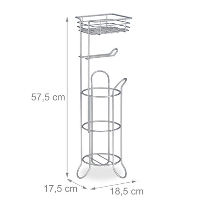 Silver toilet paper holder standing