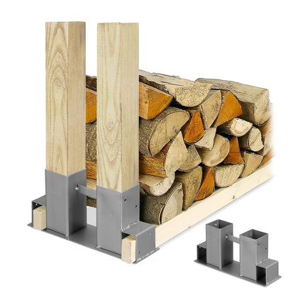 Silberne Holzstapelhilfe im 2er-Set