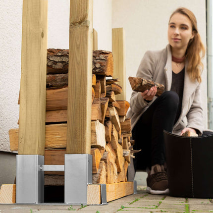 Silberne Holzstapelhilfe im 2er-Set