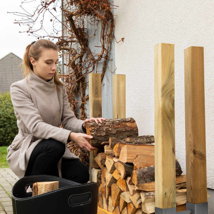 Silberne Holzstapelhilfe im 2er-Set