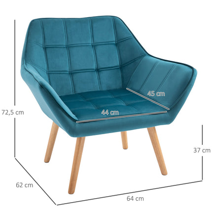 Flügel-Ohrensessel aus Samt, erhöhte Beine, grün, 64x62x72.5 cm