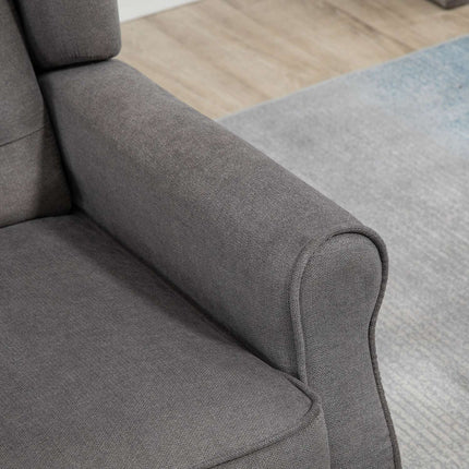 Ohrensessel, dunkelgraues Polyester, Holzbeine
