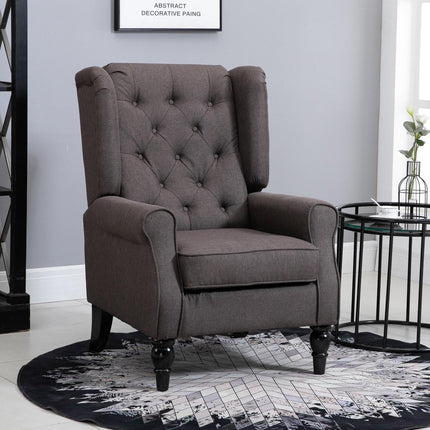 Brown polyester lounge chair, tufted, 76x86x108 cm