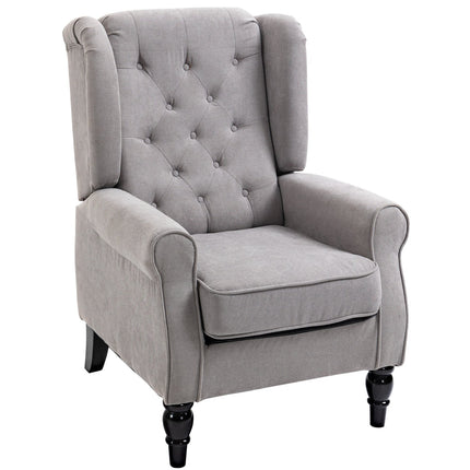 Grauer Ohrensessel, getuftet, Polyester, 74x86x102cm